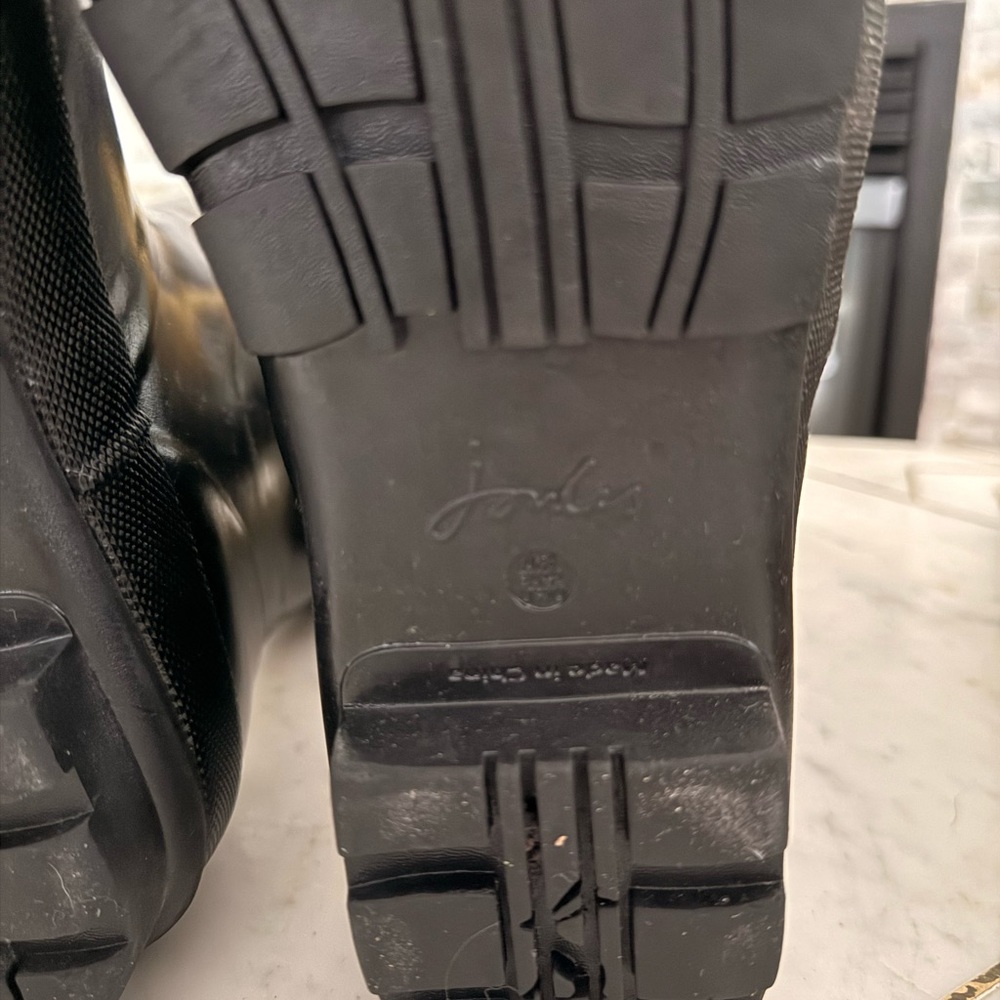 Joules Black Rain Boots with Yellow Trim - Picture 6 of 9